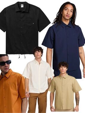 Nike Life Club Men's Large Short Sleeve Oxford Button-Up Shirt Bundle 5-LOT